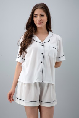 PRETTY LOVING THING Women Solid White Top & Shorts Set