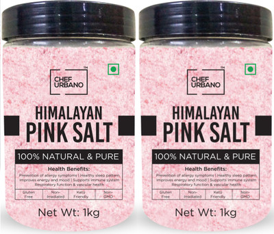 Chef Urbano Himalayan Pink Salt 1 Kg * 2 Rock Salt(2 kg, Pack of 2)