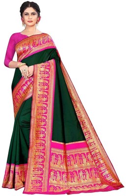 PHEASANT Woven Bollywood Jacquard, Art Silk Saree(Green, Pink)