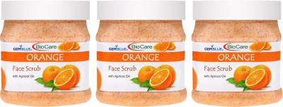 Gemblue Biocare Orange Face Scrub with Apricot Oil, Face Scrub, 500ml each, Pack of 3, Combo, Body scrub Scrub(500 ml)