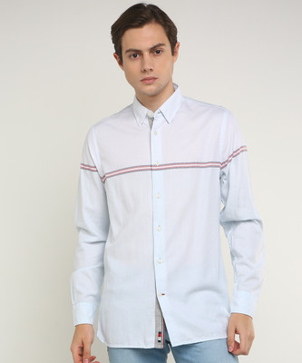TOMMY HILFIGER Men Striped Casual White Shirt