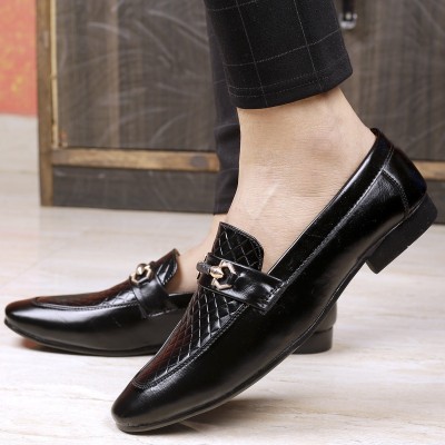 BXXY Men's New Arrival Casual Faux Leather Party wear Slip-on Black Mocassins Shoe Mocassin For Men(Black , 9)