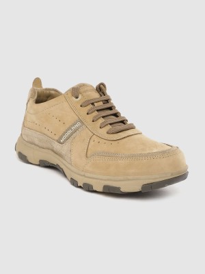 WOODLAND Men Khaki Solid Nubuk Sneakers with Perforated Detail Casuals For Men(Khaki)