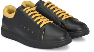 Delize Sneakers For Men(Black, Yellow , 10)