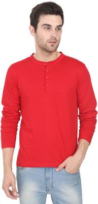 TURTEE Solid Men Round Neck Red T-Shirt
