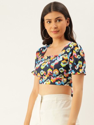 Berrylush Casual Half Sleeve Printed Women Multicolor Top