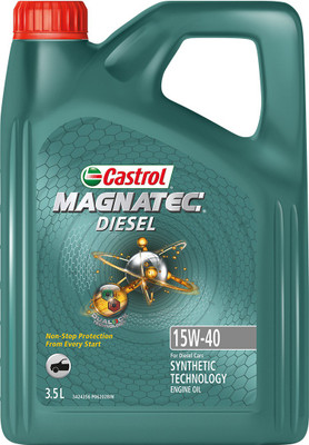 Castrol 15W-40 API SP ACEA A3/B4 Castrol MAGNATEC DIESEL| NON-STOP PROTECTION FROM EVERY START Synthetic Blend Engine Oil(3.5 L, Pack of 1)