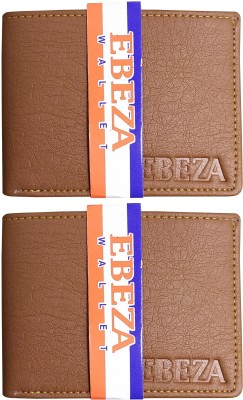 EBEZA Men Casual Tan Artificial Leather Wallet(3 Card Slots, Pack of 2)