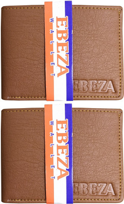 EBEZA Men Casual Tan Artificial Leather Wallet(3 Card Slots, Pack of 2)