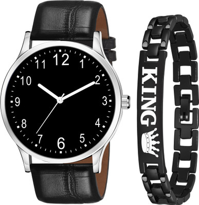 just like king combo King Bracelet With Stylish Watch Analog Watch  - For Boys
