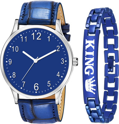 just like king combo King Bracelet With Stylish Watch Analog Watch  - For Boys