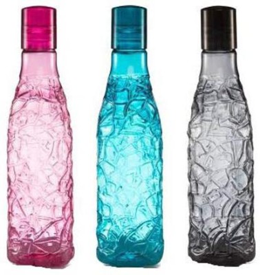 cool craft Designer Mosaic Unbreakable BPA Free Water Bottle for fridge and personal use 1000 ml Bottle(Pack of 3, Blue, Pink, Black, Plastic)