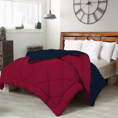 TUNDWAL'S Solid Double Comforter for  Heavy Winter(Microfiber, Maroon/Navy Blue)