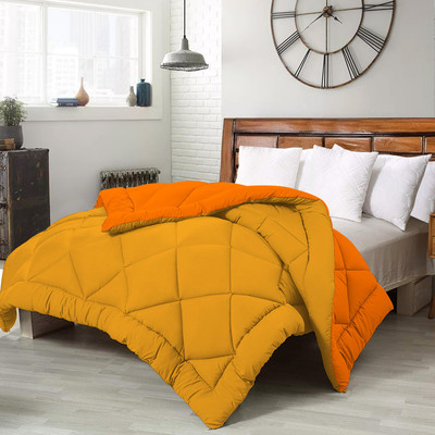 Beta Divine Solid Double Comforter for  Mild Winter(Microfiber, mustard orange)