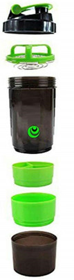 ActrovaX 600 ml PET Shaker(Pack of 1, Black, Green)