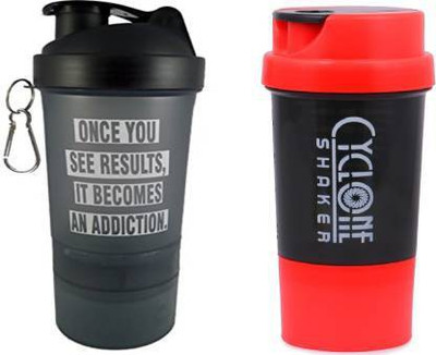 ALLIEDSALESINDIA 700 ml Plastic Shaker(Pack of 2, Black, Red)