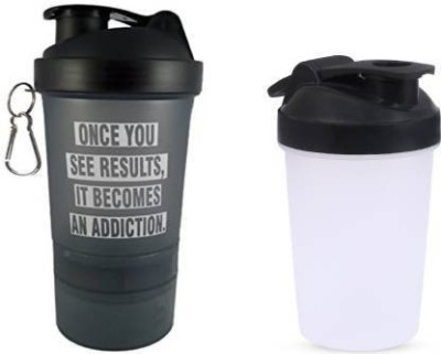 ALLIEDSALESINDIA LIFE IS A SPORT WHITE & ONCE YOU SEE RESULTS 700 ml Shaker 700 ml Shaker(Pack of 2, Black, White, Plastic)