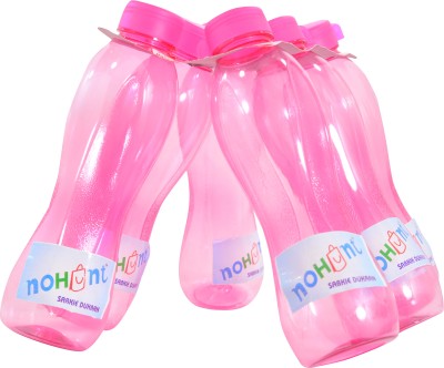 NOHUNT Sunny Pet Cool Wave Plastic Water Bottle Set with Twist Cap , 1 L(Pink) - Set of 6 1000 ml Bottle(Pack of 6, Pink, Plastic)