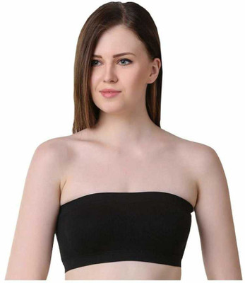 Fastdeal Women Bandeau/Tube Non Padded Bra(Black)