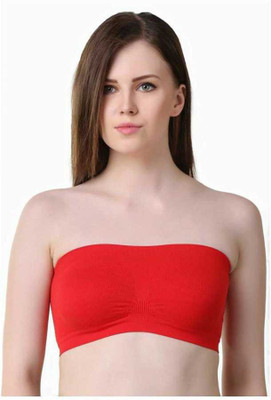 Natural Creation Women Bandeau/Tube Non Padded Bra(Red)