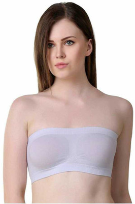 Fastdeal Women Bandeau/Tube Non Padded Bra(White)