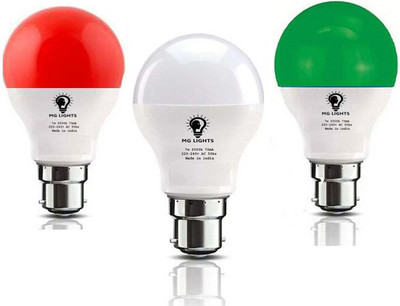 mg lights 7 W Basic Arbitrary B22 LED Bulb(RGB, Pack of 3)