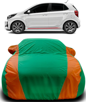 MoTRoX Car Cover For Kia Picanto (With Mirror Pockets)(Green, Orange)