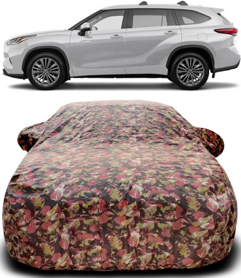 MoTRoX Car Cover For Toyota Highlander (With Mirror Pockets)(Green, Red)