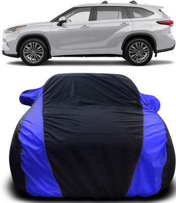 Gavya Car Cover For Toyota Highlander (With Mirror Pockets)(Black, Blue)