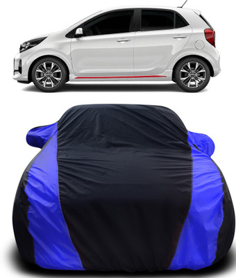 Gavya Car Cover For Kia Picanto (With Mirror Pockets)(Black, Blue)