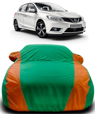 Gavya Car Cover For Nissan Pulsar (With Mirror Pockets)(Green, Orange)