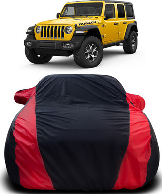 MoTRoX Car Cover For Jeep Wrangler (With Mirror Pockets)(Black, Red)