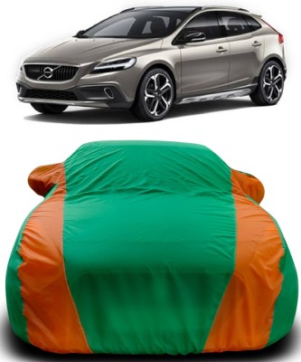 Gavya Car Cover For Volvo V40 (With Mirror Pockets)(Green, Orange)