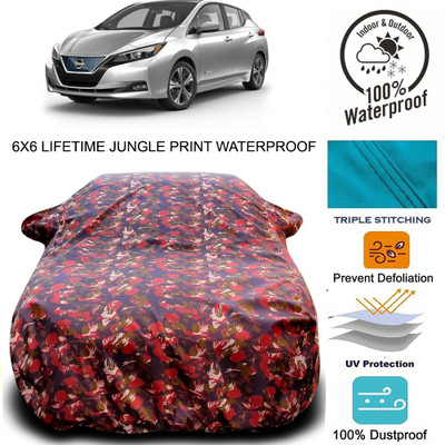 Gavya Car Cover For Nissan Leaf (With Mirror Pockets)(Red, Green)