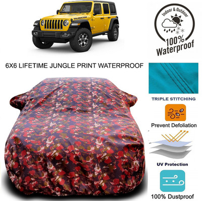 Gavya Car Cover For Jeep Wrangler (With Mirror Pockets)(Red, Green)