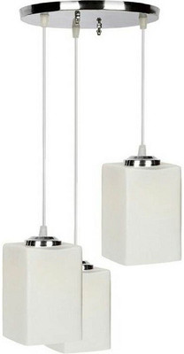 VAGalleryKing 3 Glass Steel Plate Pendant Ceiling Light Pendant Lamp Ceiling Lamp(White)