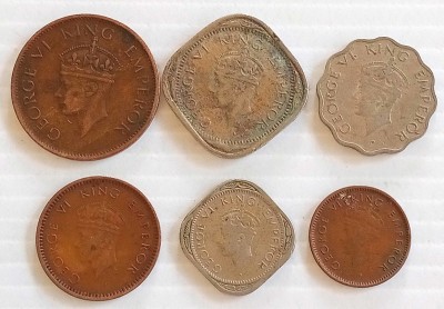 MANMAI COINS 6 DIFFERENT COINS SET - BRITISH INDIA - KING GEORGE V - 2,1,1/4 , 1/2 & 1/12 ANNA & 1/2 PICE Medieval Coin Collection(6 Coins)