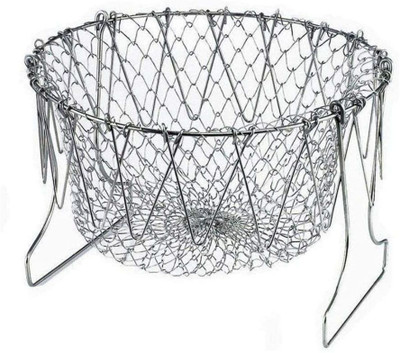 EGoodz 12 in 1 Foldable Chef Stainless Steel Collapsible Deep Frying Basket(Silver Pack of 1)