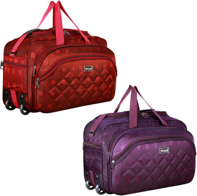 Dmade (Expandable) Pack of two 21 inch/55 cm Lightweight Waterproof premium quality Luggage travel duffel bag with two wheels strolley bag Duffel With Wheels (Strolley)