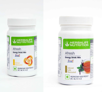 Herbalife Nutrition Afresh Energy Drink Mix Lemon And Tulsi Energy Drink(2x50 g, Lemon, Tulsi Flavored)
