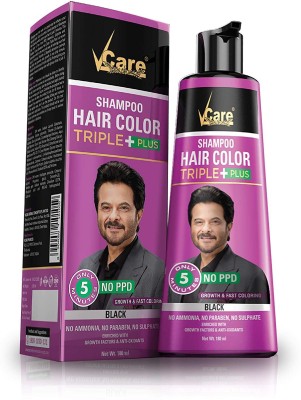 Vcare Shampoo Hair Color Shampoo For Men & women, 180ml With Natural Extracts , Black