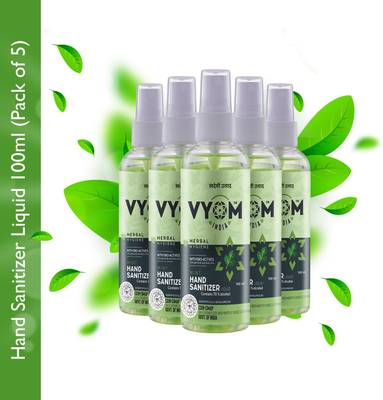 vyom india Herbal Hygiene Mint  Liquid (Pack of 5) Sanitizer Spray Bottle