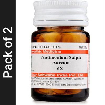 Dr.Willmar Schwabe India Antimonium Sulph Aureum 6X Tablets(2 x 20 g)
