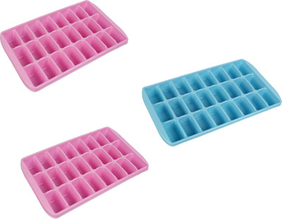 BadiWal ( PACK oF 3 ) 24 Ice Cube Mould for cool summer Multicolor Plastic Ice Cube Tray,ice cube tray and ice cream for freezer Blue, Pink Plastic Ice Cube Tray(Pack of3)