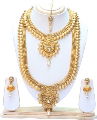 Ethnicking Brass, Copper, Alloy Gold-plated Maroon, Gold Jewellery Set(Pack of 1)