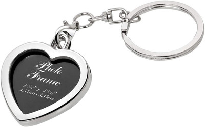 RVM Toys Silver Heart Photo Frame Key chain - Detachable - Hook Split Ring Personalised Keyring Keychain Gift for Him or Her Key Chain