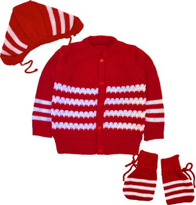 LITTLE PANDA Baby Boys & Baby Girls Casual Sweater Bootie, Cap(RED)