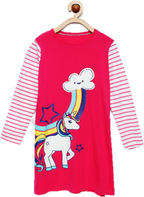Jimmy Jammy Girls Midi/Knee Length Casual Dress(Pink, Full Sleeve)