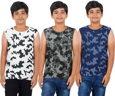 Sevnix Boys Military Camouflage Pure Cotton Regular T Shirt(White, Pack of 3)