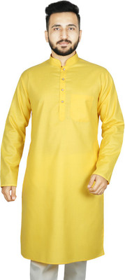 SG Men Solid Straight Kurta(Yellow)